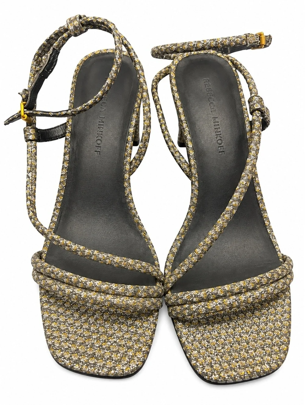 Rebecca Minkoff Gold & Silver Metallic Dotted Strappy Heeled (W 8.5)